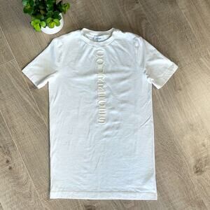 COURRÈGES White Logo Front Crew Neck Short Sleeve Mini Dress Women’s Size Small